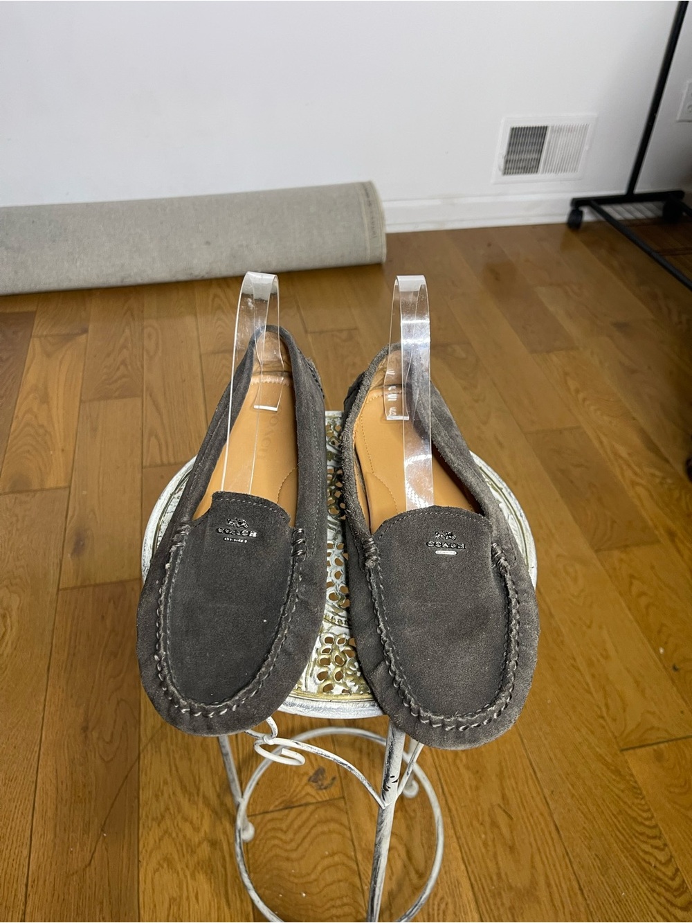 Coach Women's Charcoal Suede Moccasin Loafers